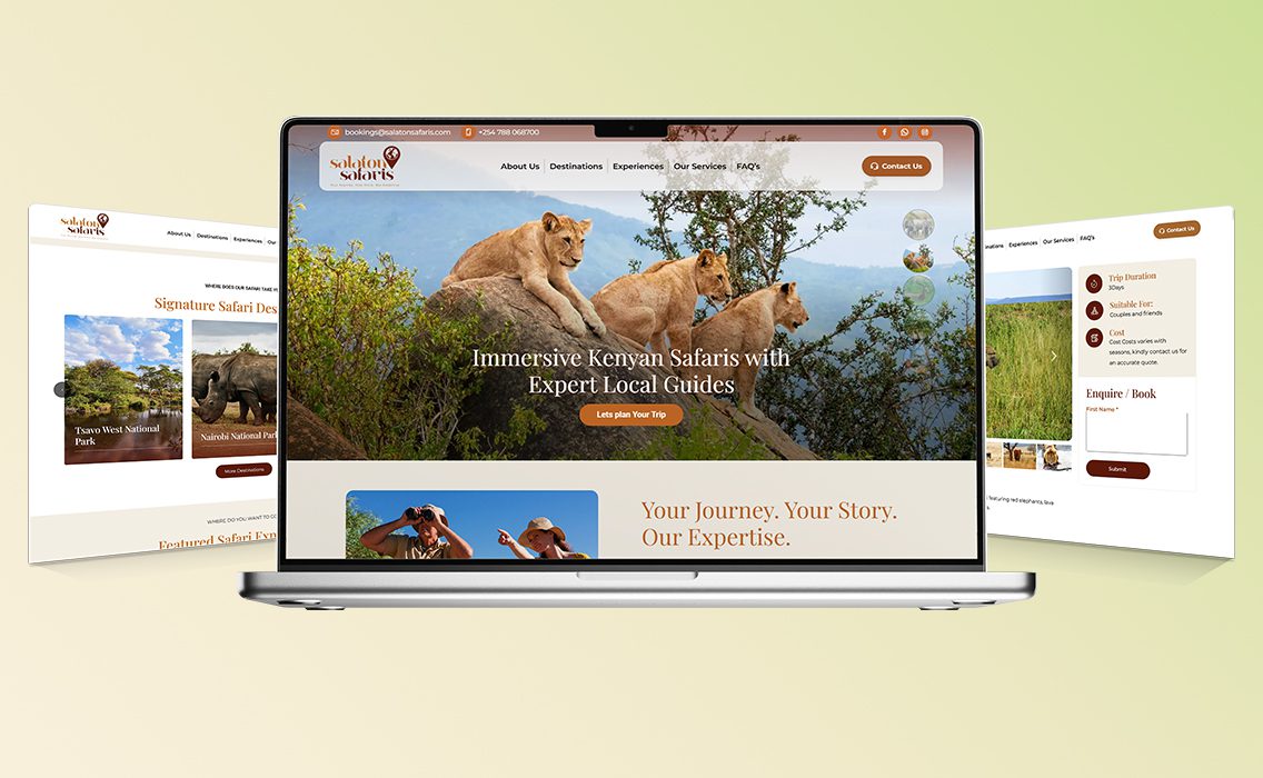 Salaton safaris website portfolio display